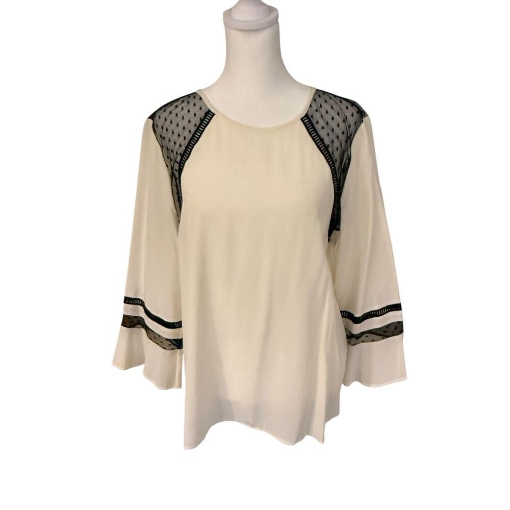 J. Crew Factory Cream and Black Blouse